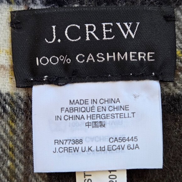 J. Crew Plaid Cashmere Scarf Dark Green Plaid - Picture 5 of 7